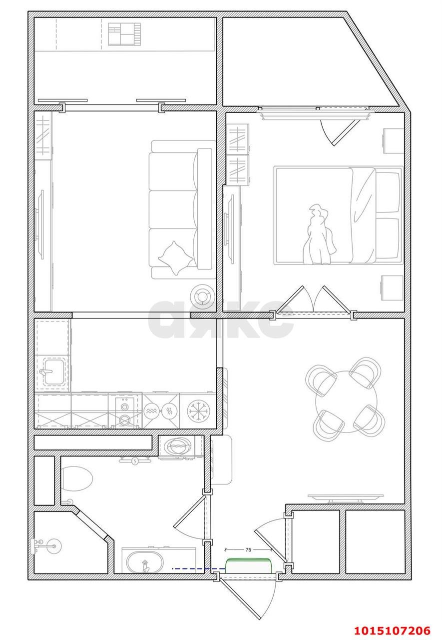 Фото №18: 2-комнатная квартира 50 м² - Геленджик, Толстый Мыс, жилой комплекс Черноморский-2, Толстый Мыс, мкр. жилой комплекс Черноморский-2, ул. Крымская, 22к13